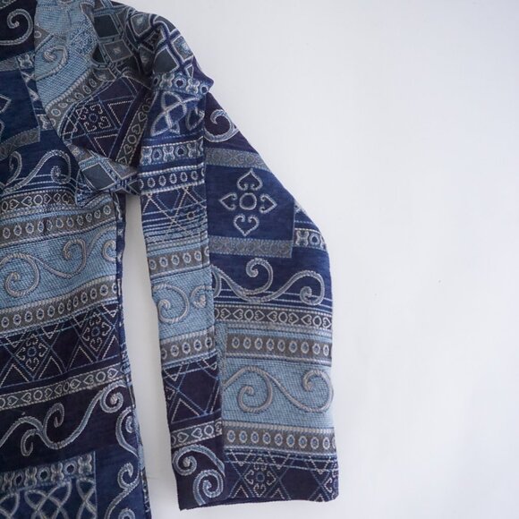 Christopher & Banks Blue Tapestry Zip Jacket Cotton Cabincore Eclectic XL - Picture 4 of 10